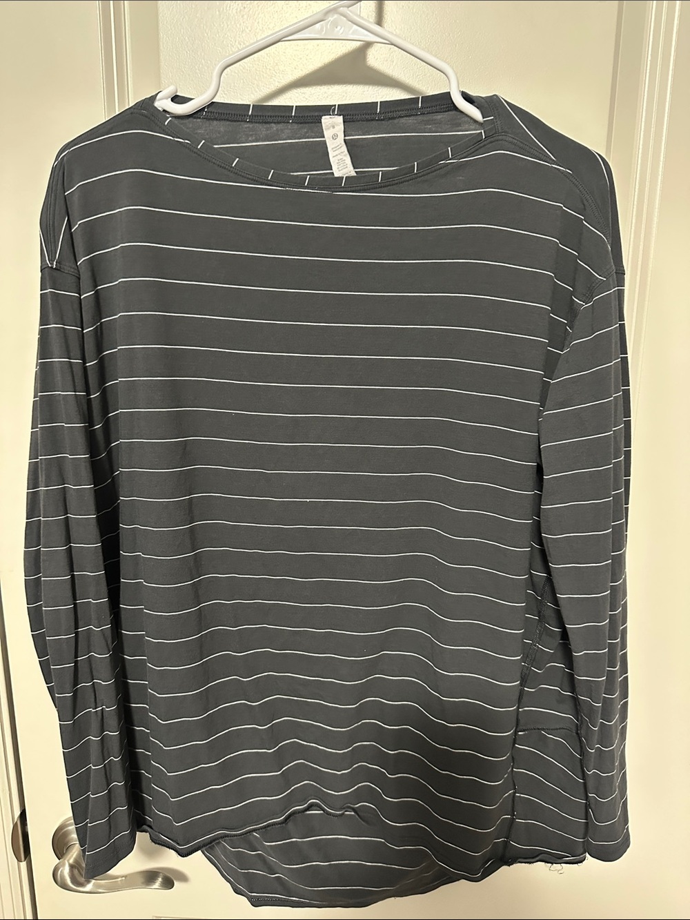 lululemon athletica Dark Gray Long Sleeve Striped Top